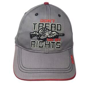 Buck Wear Baseball Cap Gray Red OS NRA Don't Tread On My Rights Adjustable Hat